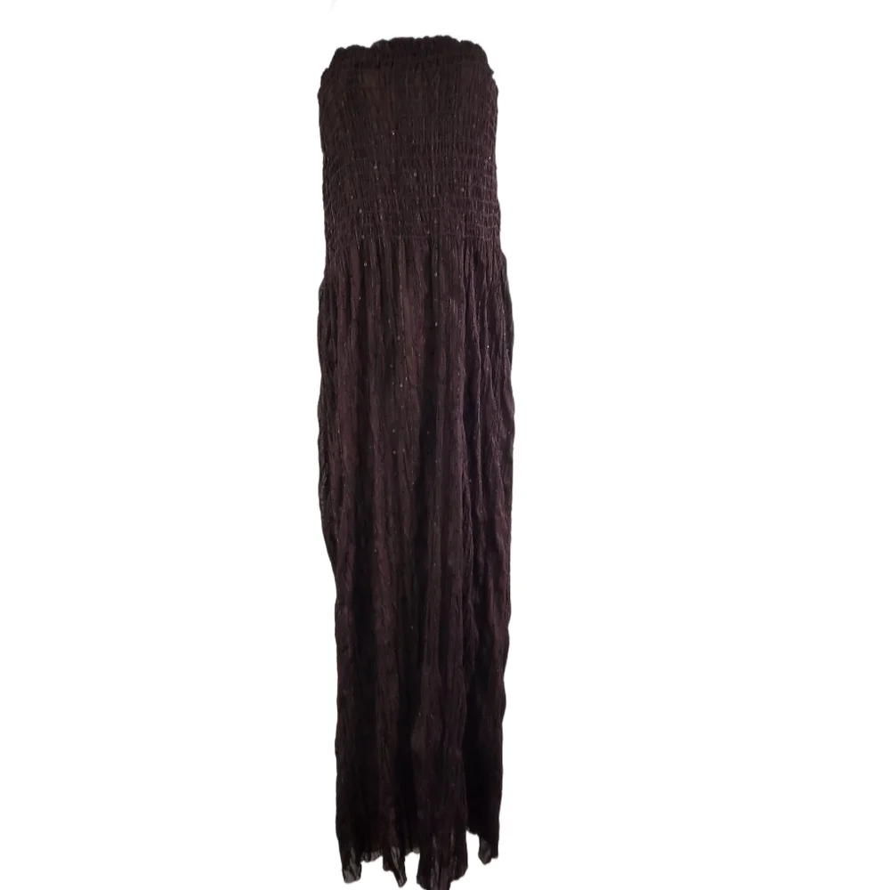 ROMEO & Juliette Couture Seersucker lined crackle maxi dress gown strapless - Picture 4 of 12